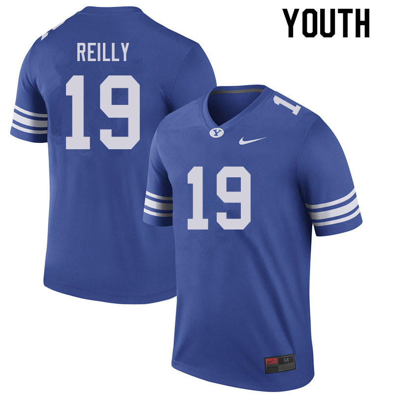 Youth #19 Rhett Reilly BYU Cougars College Football Jerseys Sale-Royal - Click Image to Close